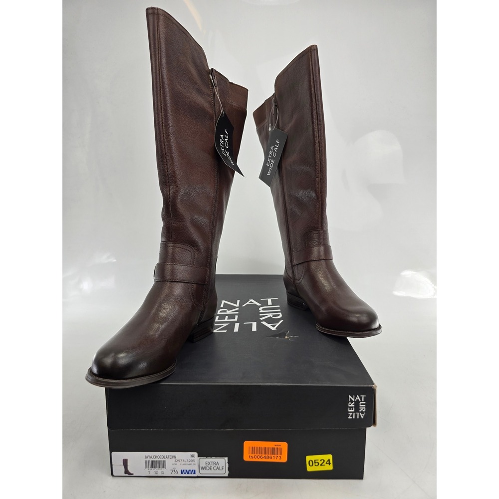 Naturalizer Jaya Tall Boots Women 7.5 WW Chocolate Leather Extra Wide Calf - New